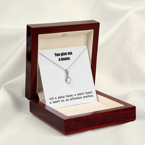 Image of You Give Me A Heart Boner Necklace, An Affection Erection, Alluring Beauty Pendant Necklace, Funny & Sarcastic Love For Her, Mature Gift