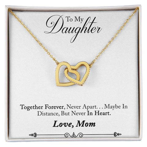 Image of To My Daughter Love Mom Interlocking Heart Necklace, Daughter Gift Together Forever, Never Apart