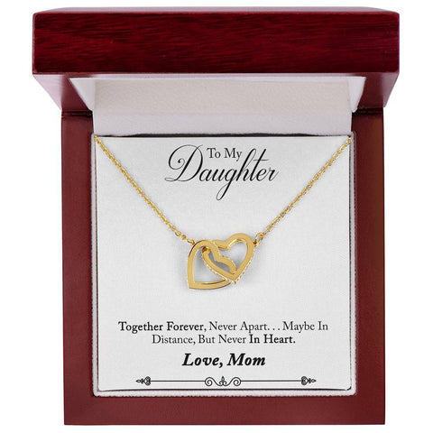 Image of To My Daughter Love Mom Interlocking Heart Necklace, Daughter Gift Together Forever, Never Apart