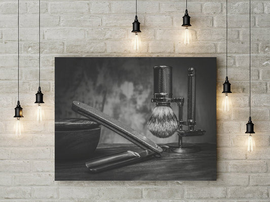 Barber Shop Decor B&W Canvas Wall Art, Barber Shop Decorating, Barber Decor Image Wrap Rectangle