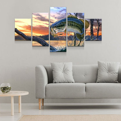 Bass Fishing Dream 5-Piece Wall Art Canvas