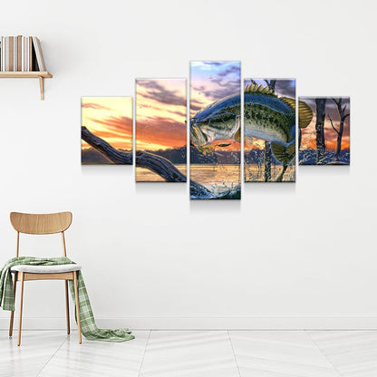 Bass Fishing Dream 5-Piece Wall Art Canvas