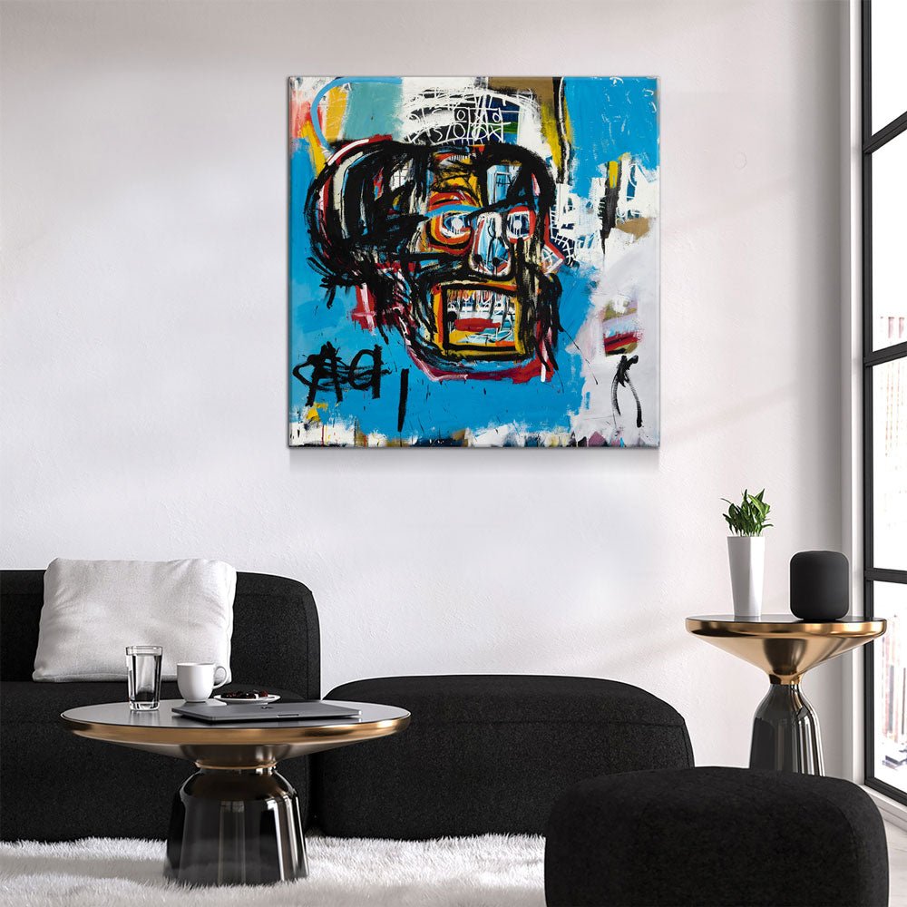 Blue Head Canvas Wall Art, Abstract Art, Modern Wall Art, Neo Expressionism Gallery Wrap