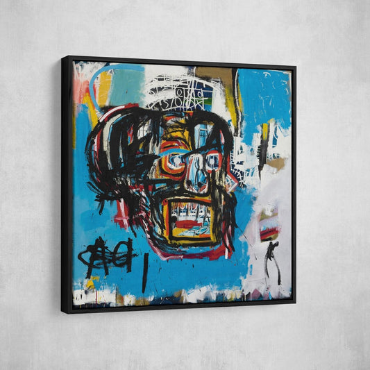 Blue Head Canvas Wall Art, Abstract Art, Modern Wall Art, Neo Expressionism With Floating Frame