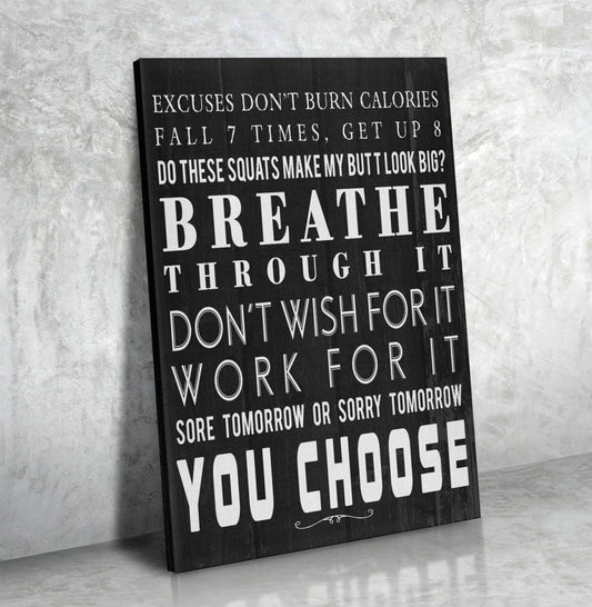 Breathe Through It Framed Canvas Wall Art Gym Fitness Decor Workout Exercise Motivation Art 30x40 inch