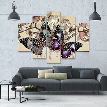 Butterflies In Motion 5-Piece Wall Art Canvas