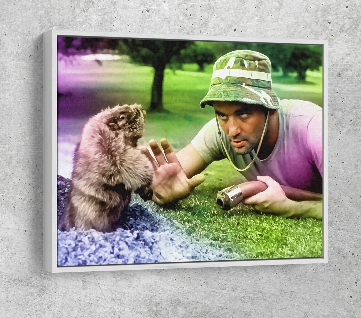 Caddyshack Classic Canvas Wall Art, Abstract Caddyshack With White Floating Frame