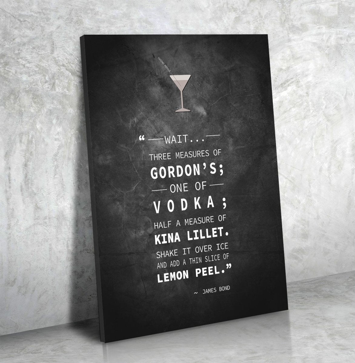 Casino Royale James Bond Vesper Martini Quote Canvas Wall Art 007