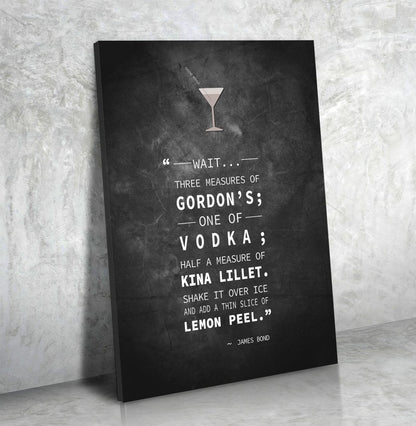 Casino Royale James Bond Vesper Martini Quote Canvas Wall Art 007