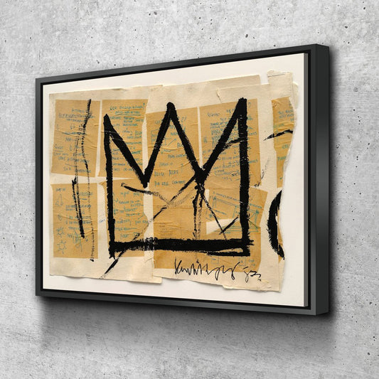 Crown Canvas Wall Art, Abstract Art, Modern Wall Art, Neo Expressionism With Floating Frame