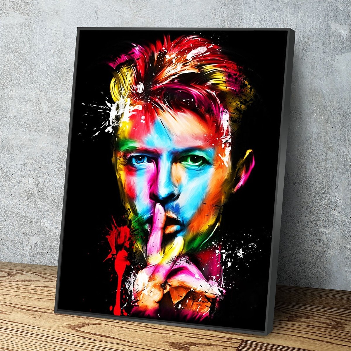 David Bowie Abstract Wall Art Canvas With Floating Frame