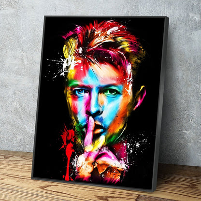 David Bowie Abstract Wall Art Canvas With Floating Frame