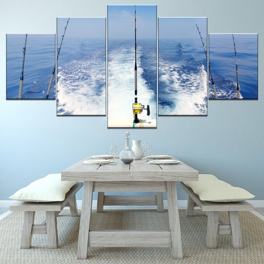 Deep Sea Fishing Canvas Wall Art 5-Piece Decor Set