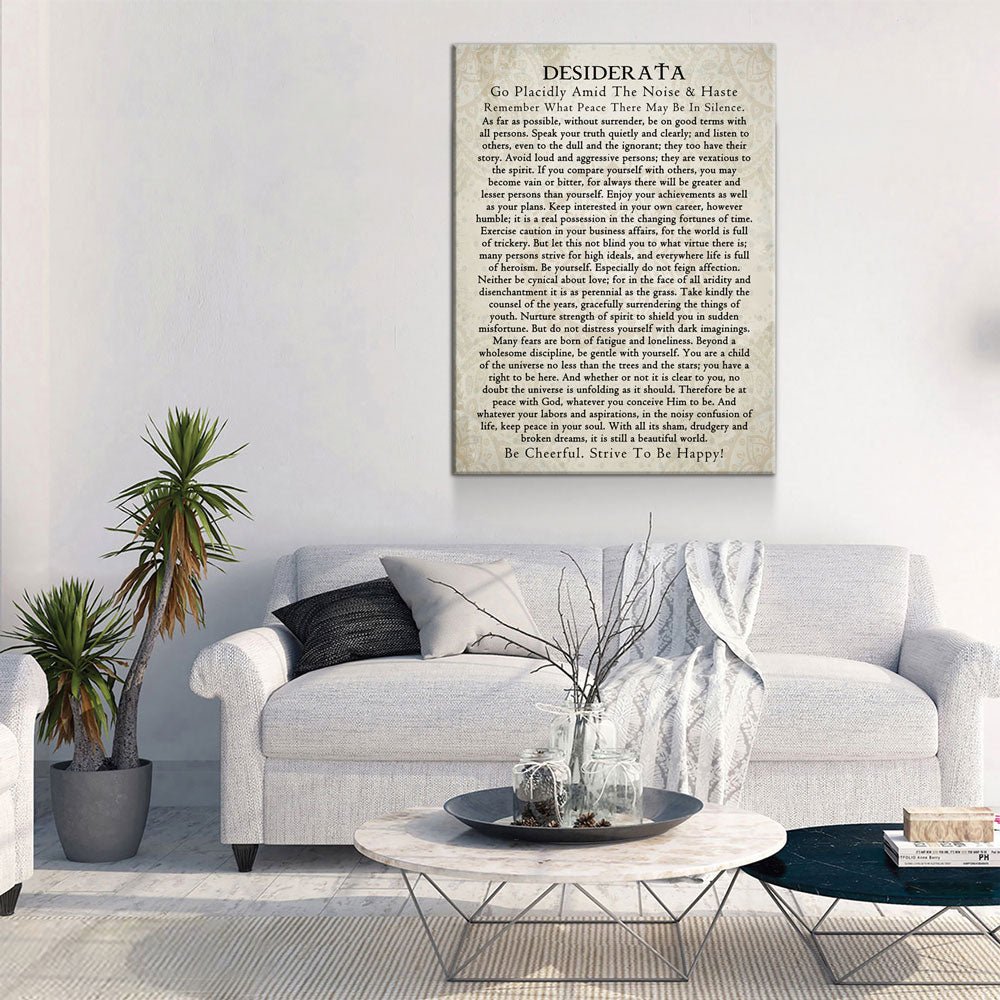 Desiderata Canvas Wall Art, 1920 Prose Poem by Max Ehrmann GO PLACIDLY Amid The Noise & Haste, Graduation Gift, Graduation Idea