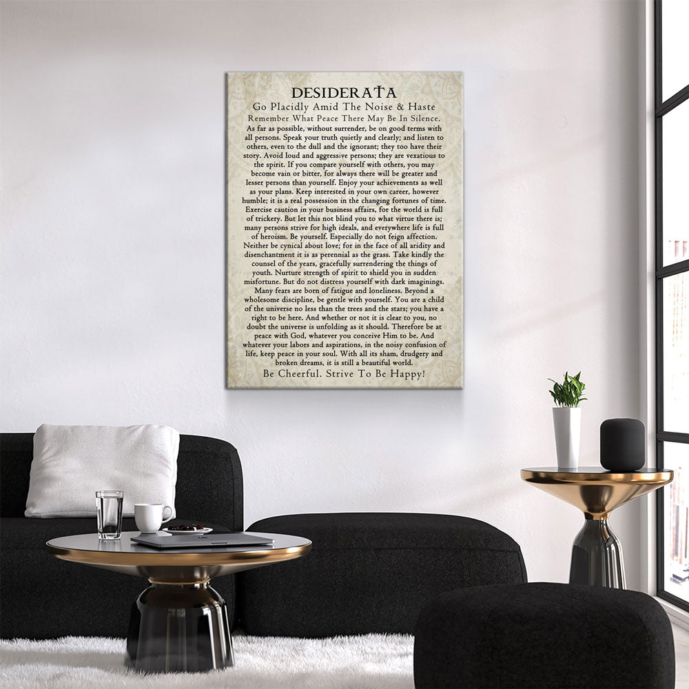 Desiderata Canvas Wall Art, 1920 Prose Poem by Max Ehrmann GO PLACIDLY Amid The Noise & Haste, Graduation Gift, Graduation Idea Gallery Wrap