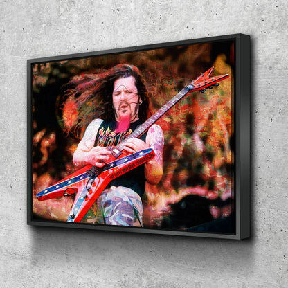 Dimebag Canvas Wall Art, Abstract Dimebag Darrell Guitar Legend With Floating Frame