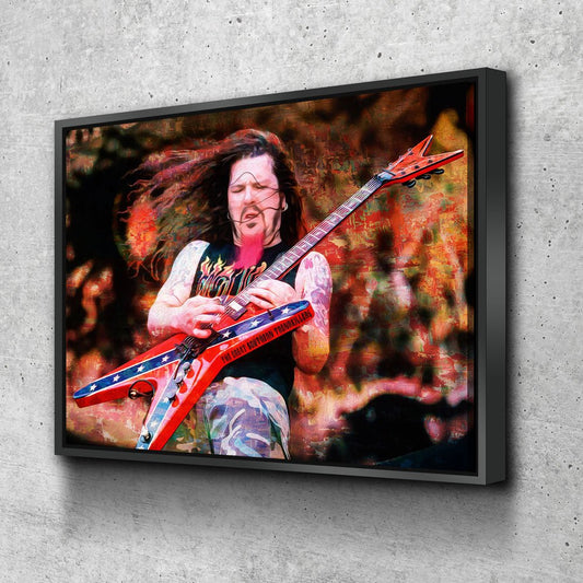 Dimebag Canvas Wall Art, Abstract Dimebag Darrell Guitar Legend With Floating Frame