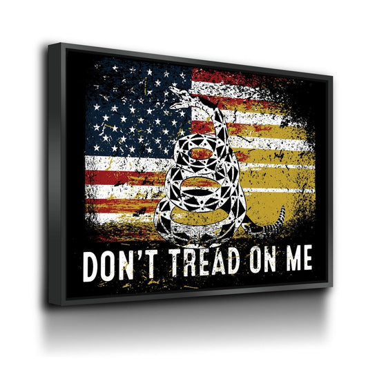 Don't Tread On Me Canvas Wall Art, USA Patriotic Decor Gallery Wrap With Floating Frame