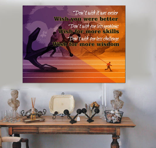 Don't Wish It Was Easier Wish You Were Better Framed Canvas Wall Art Motivational Wall Decor 30x40 inch