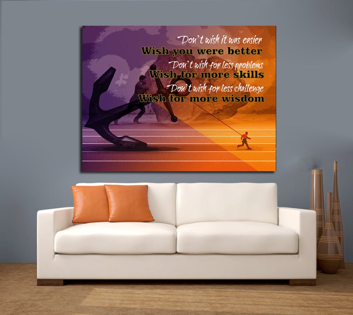 Don't Wish It Was Easier Wish You Were Better Framed Canvas Wall Art Motivational Wall Decor