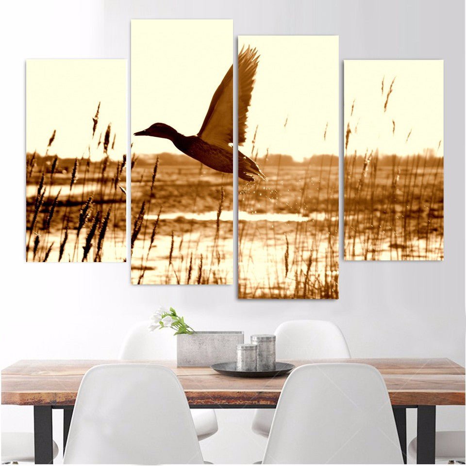 Duck Hunting 4-Piece Wall Art Canvas, Duck Hunting Decor