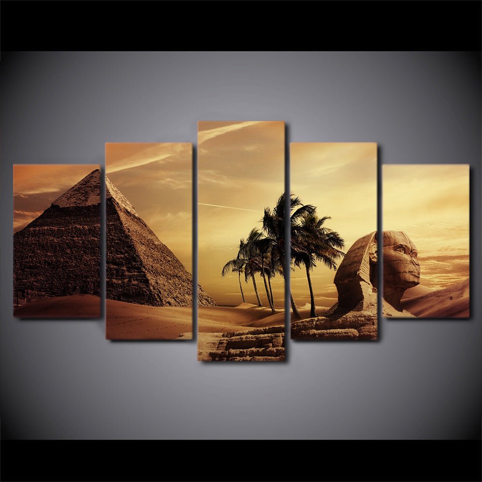 Egyptian Pyramids Giza 5-Piece Wall Art Canvas, Great Sphinx Of Giza And Pyramids XL