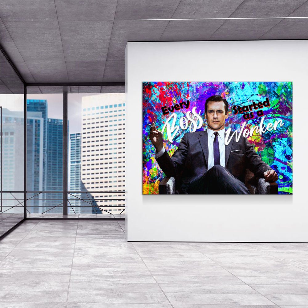 Every Boss Started As A Worker Canvas Wall Art, Mad Men Don Draper Quote, Motivational Decor Gallery Wrap