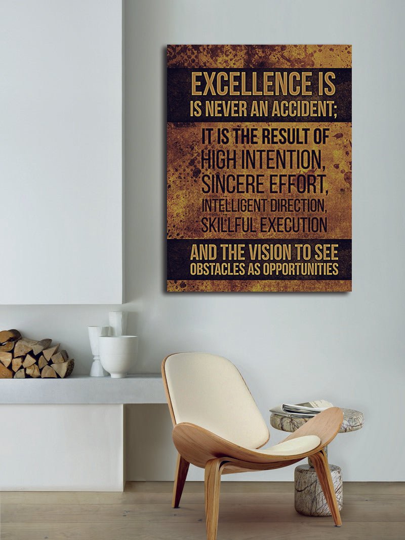Excellence Is Never An Accident Canvas Wall Art, Motivational Wall Decor