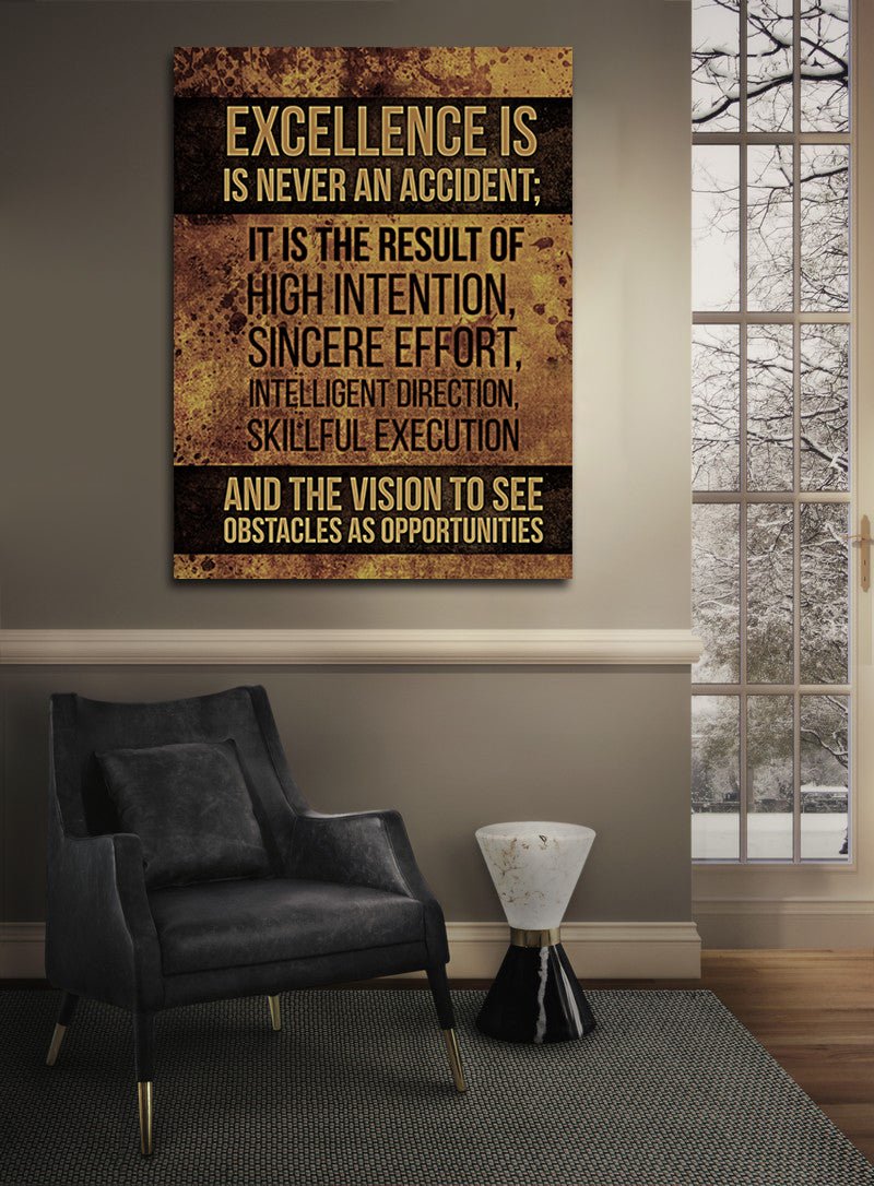 Excellence Is Never An Accident Canvas Wall Art, Motivational Wall Decor