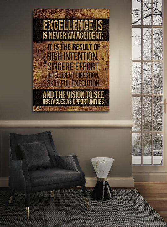 Excellence Is Never An Accident Canvas Wall Art, Motivational Wall Decor