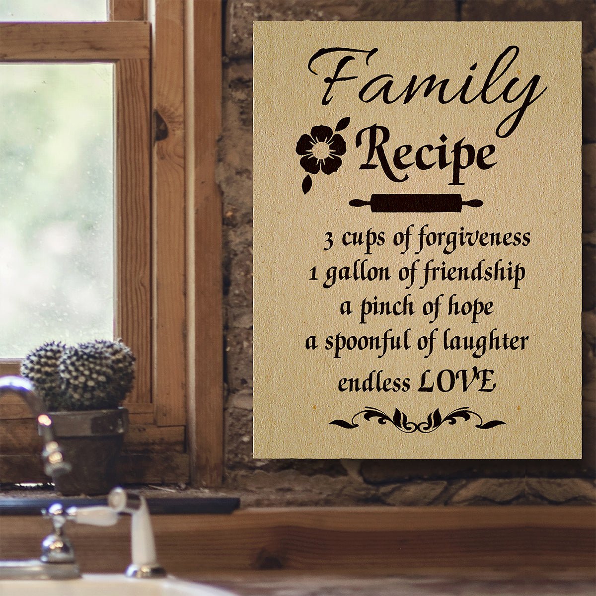 Family Recipe Canvas Wall Art Kitchen Decor 18x24 inch
