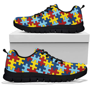 Autism Awareness Sneakers For Ladies With Black Sole