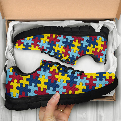 Image of Autism Awareness Sneakers For Ladies With Black Sole