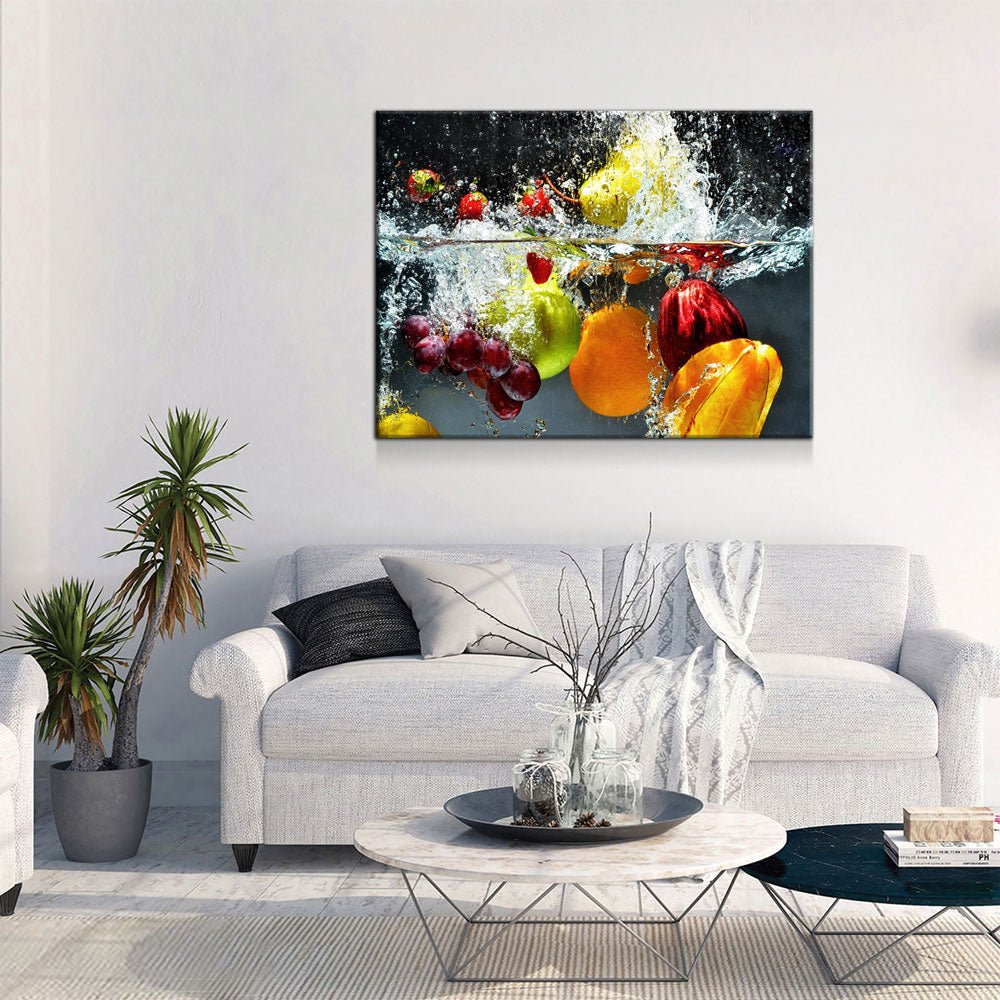 Fruit Splash Canvas Wall Art, Cooking Decor, Kitchen Wall Art, Fruit Decor