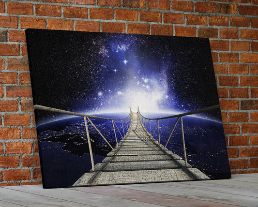 Galaxy Walk In Space Canvas Wall Art Space Galaxy Bridge Image Wrap