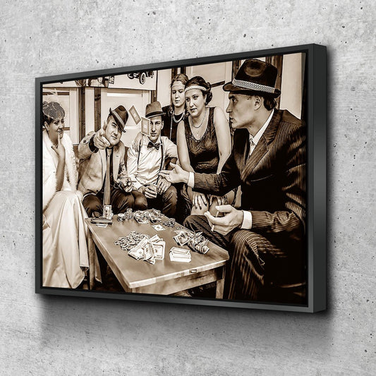 Gangsters Canvas Wall Art, Gangster Decor, Man Cave Art With Floating Frame
