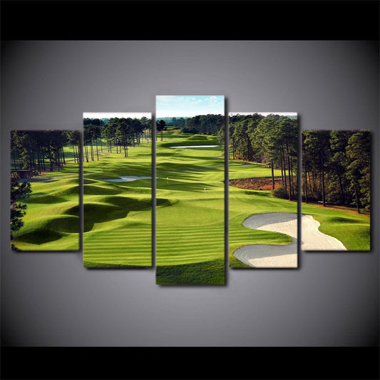 Golf Lovers Golf Course 5-Piece Wall Art Canvas Medium FRAMED (READY TO HANG)