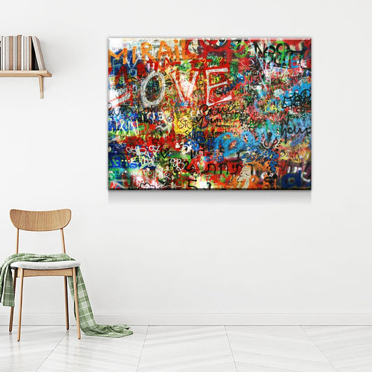 Graffiti on The Lennon Wall Canvas Wall Art Gallery Wrap