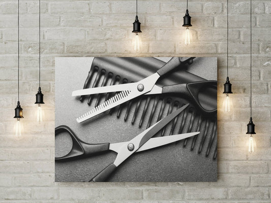 Hair Salon Decor Canvas Wall Art, Barber Shop Decor, Hair Salon Framed Canvas Wall Art 48x32 inch