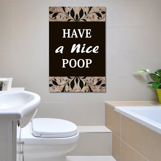 Have A Nice Poop Bathroom Humor Framed Canvas Wall Art Bathroom Decor Funny Bathroom Art Brown