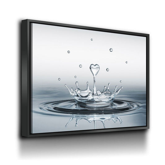 Heart Water Splash Canvas Wall Art, Bathroom Decor, Bathroom Wall Art, Business Bathroom, Bathroom Decoration, Bathroom Art, Water Splash With Floating Frame