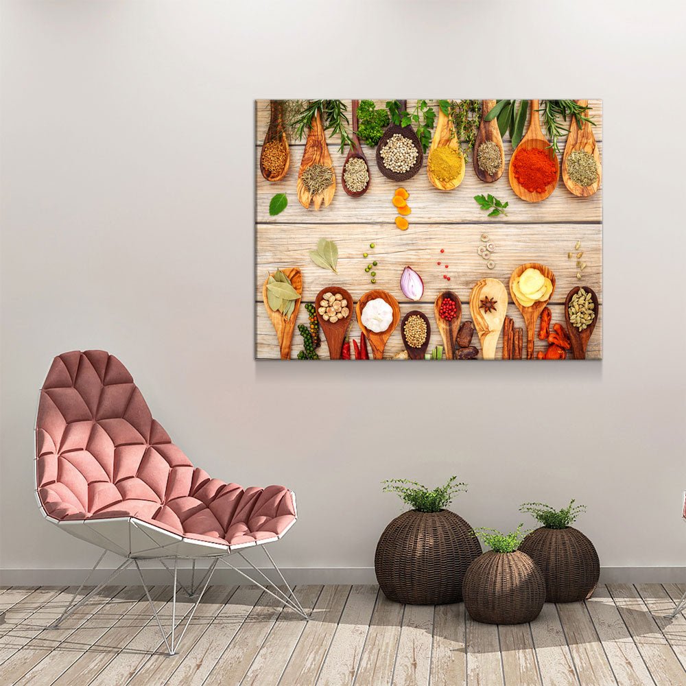 Herbs & Spices Canvas Wall Art, Cooking Decor, Kitchen Wall Art