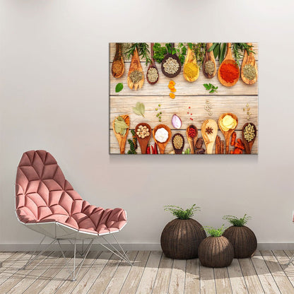 Herbs & Spices Canvas Wall Art, Cooking Decor, Kitchen Wall Art