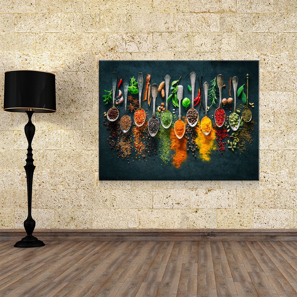 Herbs, Spices, & Spoons Canvas Wall Art, Kitchen Decor, Restaurant Decor Gallery Wrap