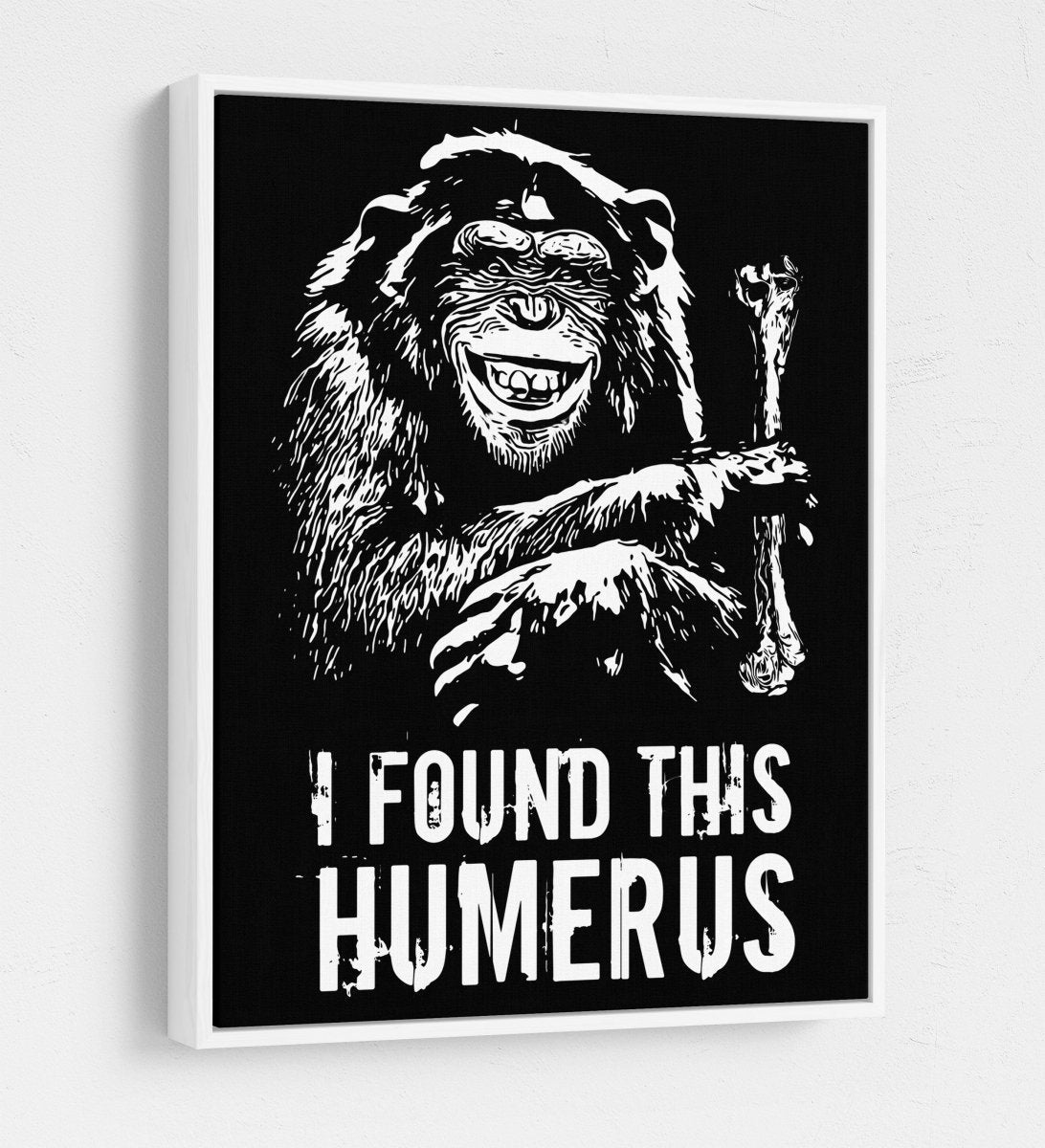 I Found This Humerus Canvas Wall Art, Funny Monkey Art With White Floating Frame