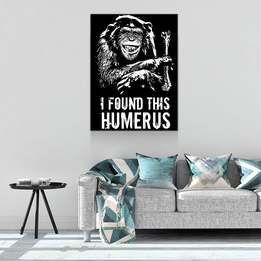 I Found This Humerus Canvas Wall Art, Funny Monkey Art Gallery Wrap