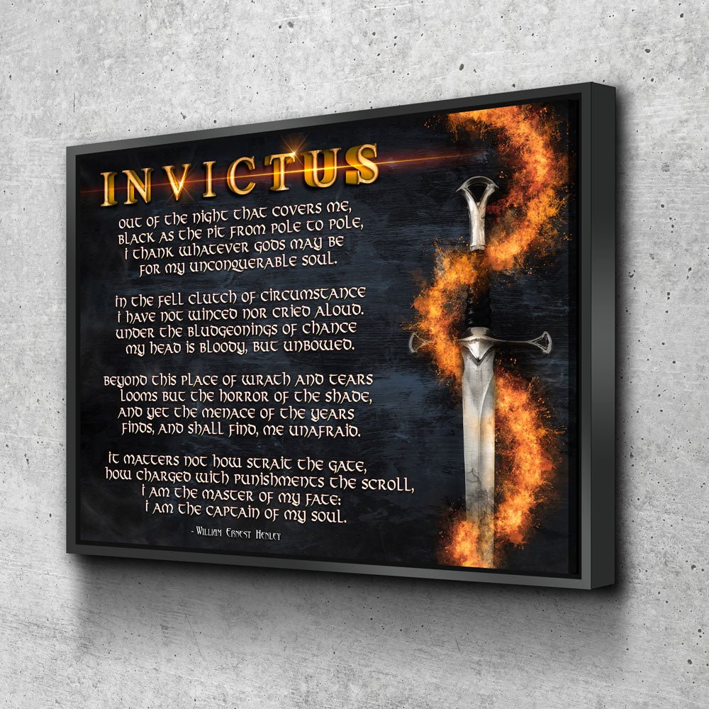 Invictus Poem Canvas Wall Art, William Ernest Henley Quote, Motivational Quote, Invictus Quote Print, Library Print, Warrior, Poem, Warrior