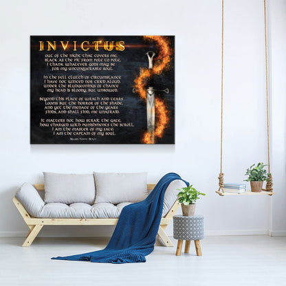 Invictus Poem Canvas Wall Art, William Ernest Henley Quote, Motivational Quote, Invictus Quote Print, Library Print, Warrior, Poem, Warrior