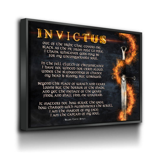 Invictus Poem Canvas Wall Art, William Ernest Henley Quote, Motivational Quote, Invictus Quote Print, Library Print, Warrior, Poem, Warrior Gallery Wrap With Floating Frame