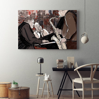 Jazz Trio Musicians Abstract Framed Wall Art